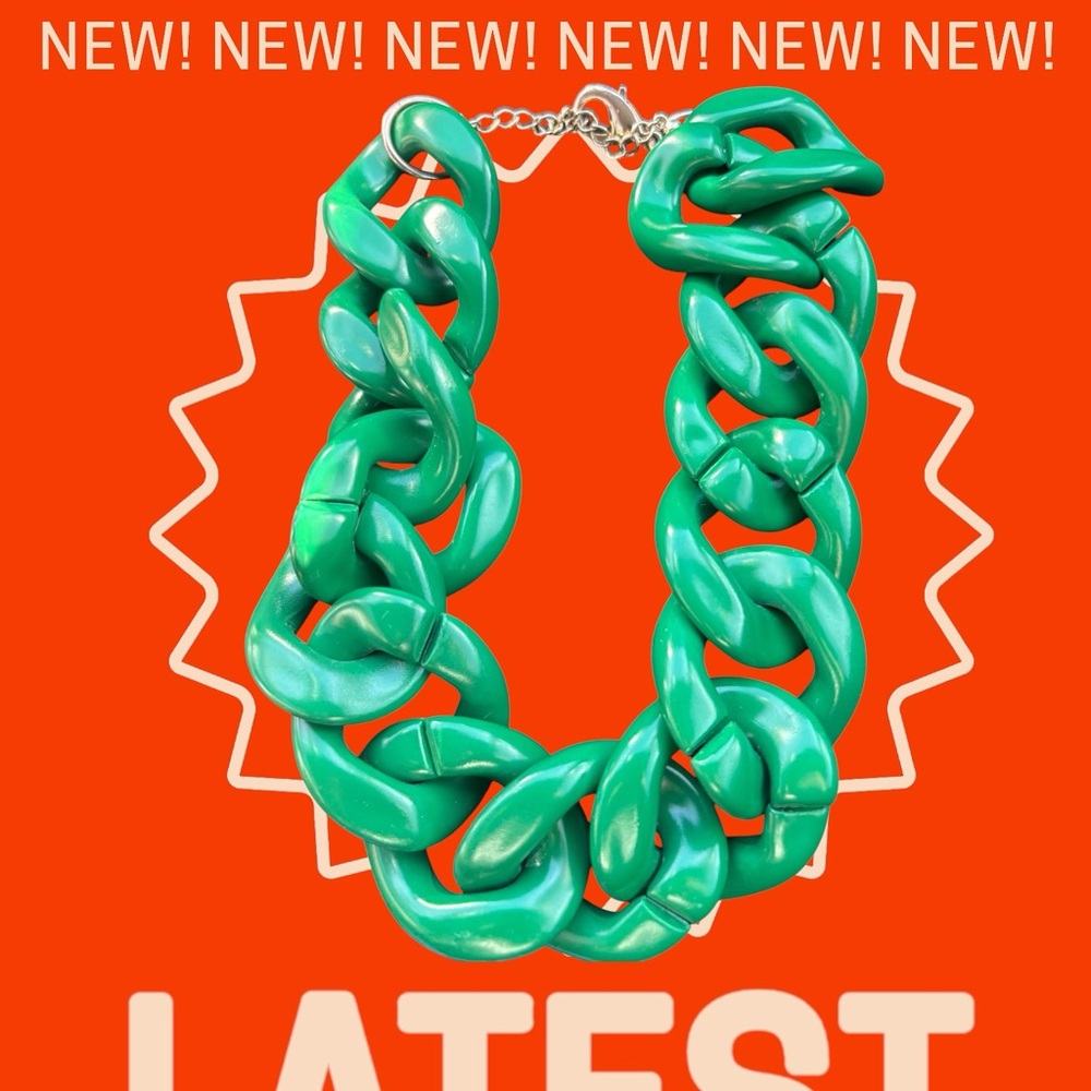 Vintage Bold Green Chain Necklace